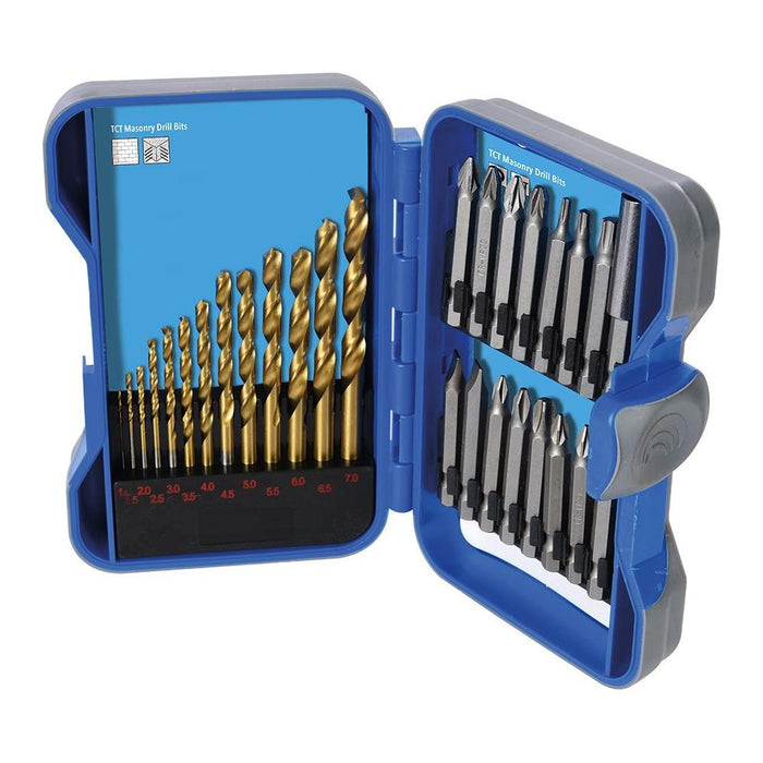 Silverline Titanium-Coated HSS Drill Bit & CRV Screwdriver Bit Set 29pce 1 - 7mm Silverline - Town Tools 