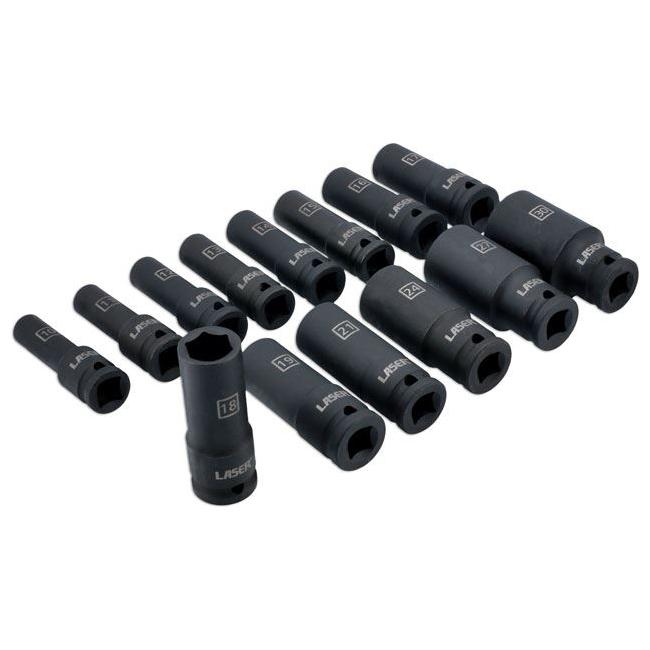 Laser Deep Impact Socket Set 1/2"D 14pc 6712 Laser - Town Tools 