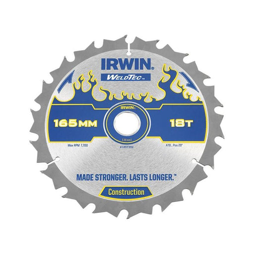 Irwin® Weldtec Cordless Circular Saw Blades 165 x 20mm x 18T ATB IRWIN® - Town Tools