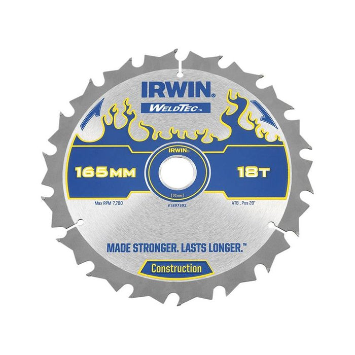 Irwin® Weldtec Cordless Circular Saw Blades 165 x 20mm x 18T ATB IRWIN® - Town Tools