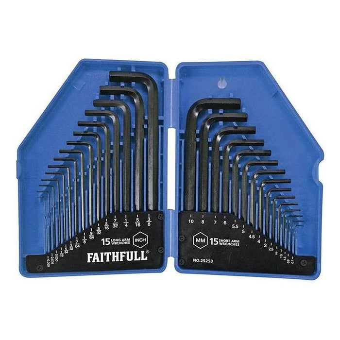 Faithfull Metric/Imperial Hex Key Set, 30 Piece Faithfull - Town Tools