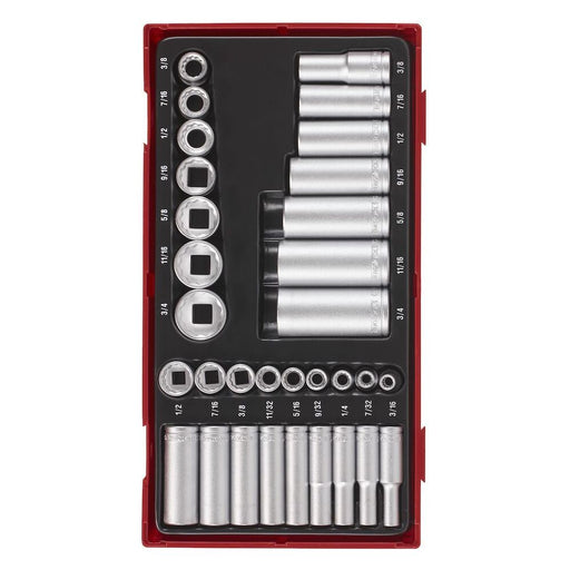 Teng Tools 1/4" & 3/8" Socket Set 12 pt AF TT1 32 Pieces Teng Tools - Town Tools 