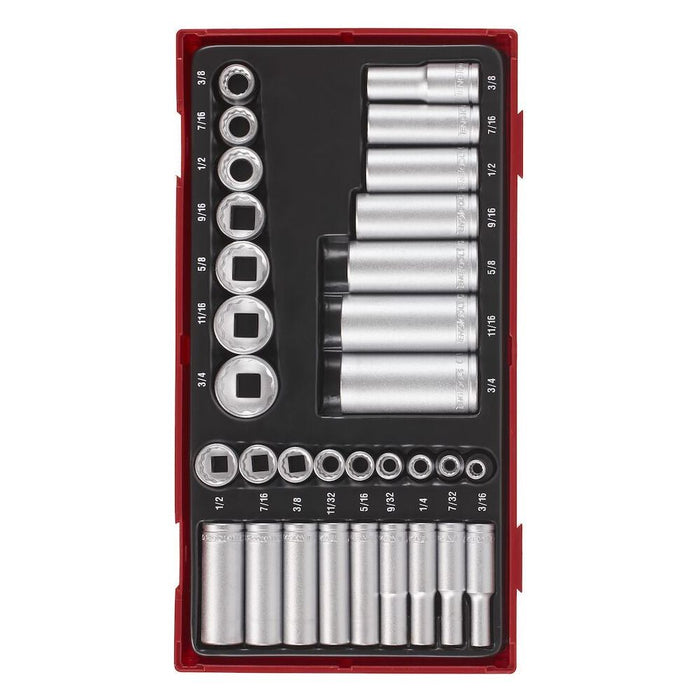 Teng Tools 1/4" & 3/8" Socket Set 12 pt AF TT1 32 Pieces Teng Tools - Town Tools 