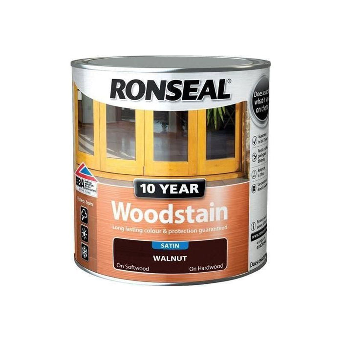 Ronseal 10 Year Woodstain Walnut 750ml Ronseal - Town Tools