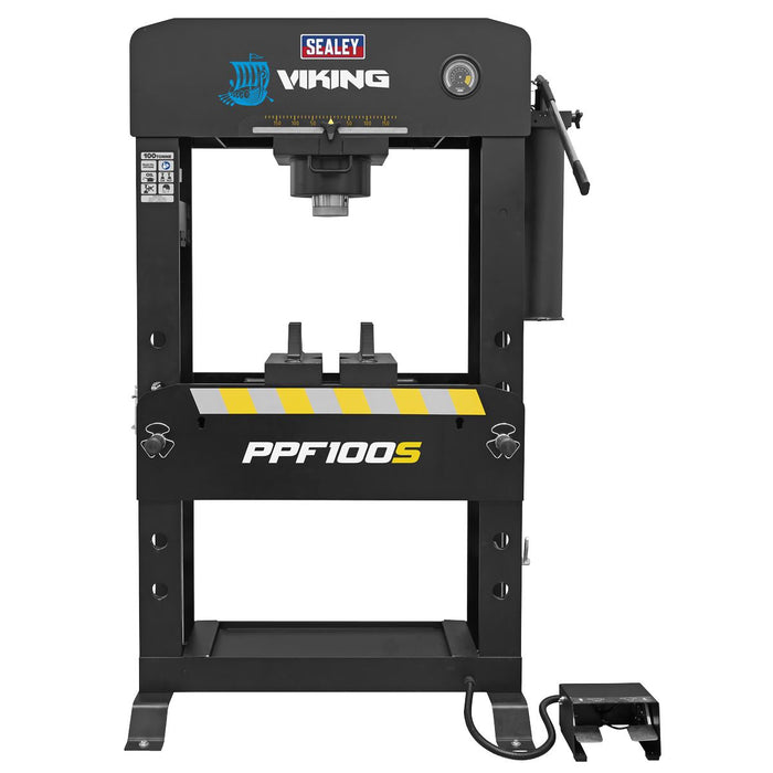 Viking Floor Type Air/Hydraulic Press with Sliding Ram and Foot Pedal 100 Tonne Viking - Town Tools 