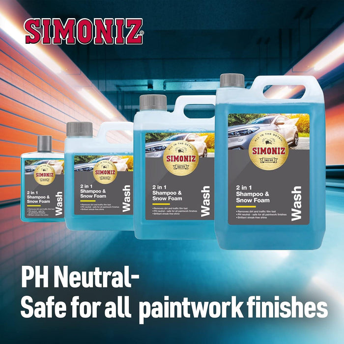 Simoniz Car Shampoo & Wax Removes Dirt Streak-Free Cleaner 5L pH Neutral Town Tools - Town Tools