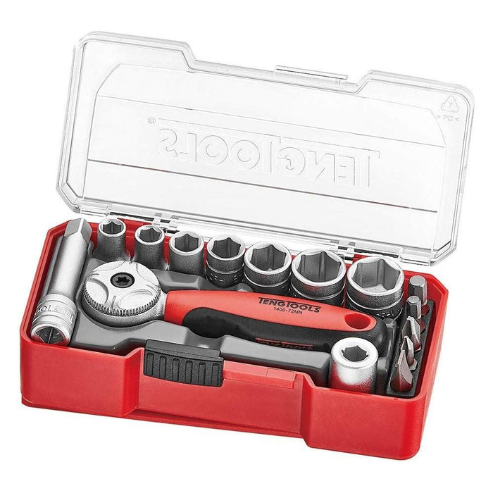 Teng Tools 1/4" Socket Set 6 pt With Belt Clip 15 Pieces Teng Tools - Town Tools 