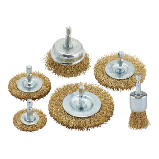 Draper Brassed Steel Crimped Wire Brush Set (6 Piece) Draper - Town Tools