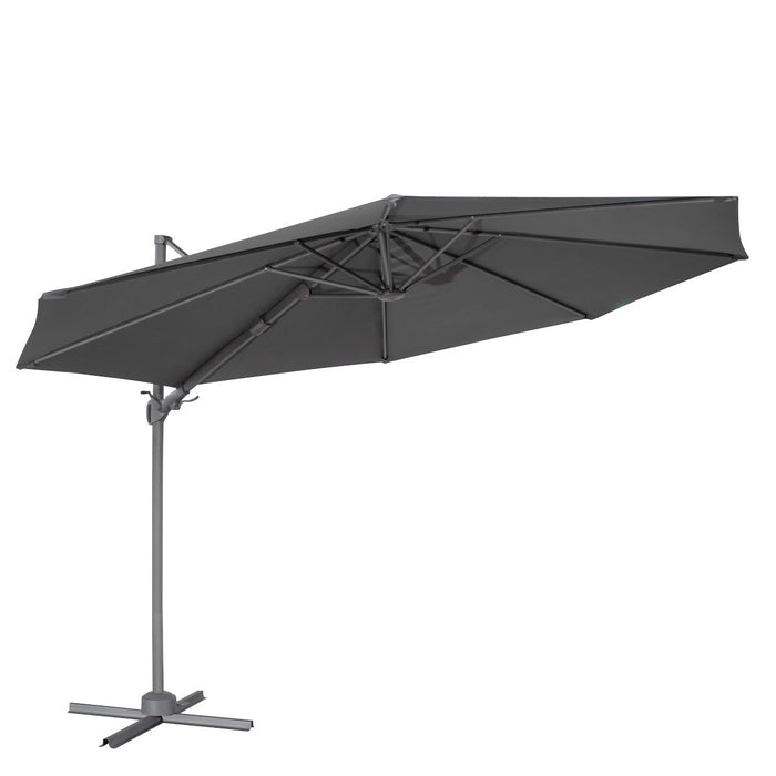 Dellonda Cantilever Parasol with 360 Rotation, Tilt & Cover 3m - Grey