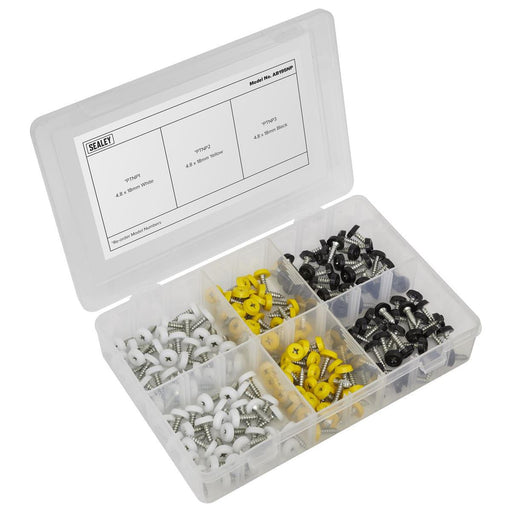 Sealey Numberplate Screw Assortment 4.8mm x 18mm 195pc - Plastic Enclosed Head Sealey - Town Tools 