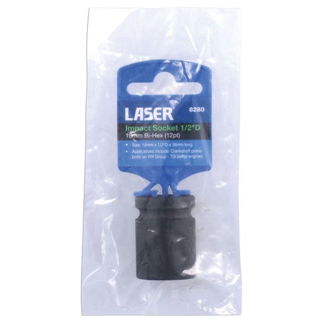 Laser 19mm Bi-Hex Impact Socket 1/2"D 8280