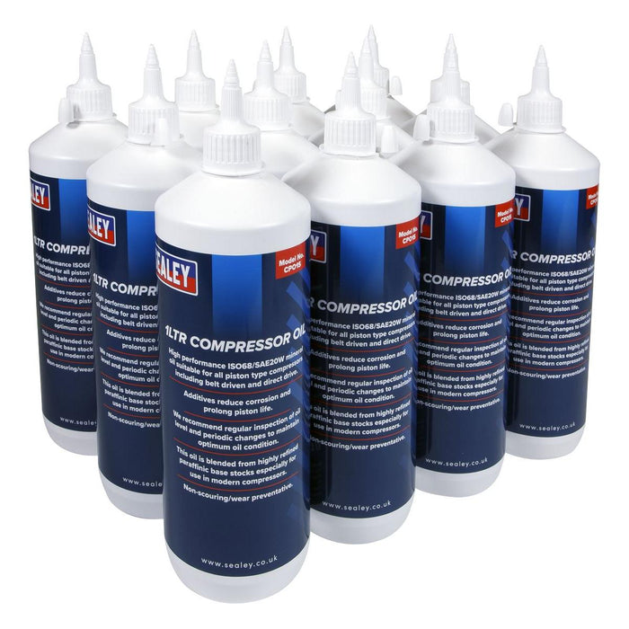 Sealey Compressor Oil 1L Pack of 12 CPO/1 Sealey - Town Tools 