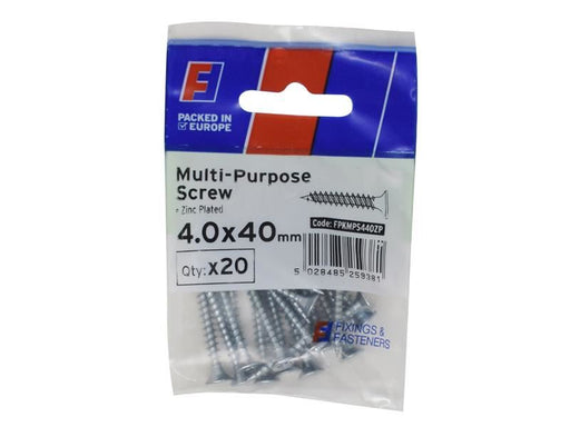 ForgeFix Multi-Purpose Pozi Screw CSK ST ZP 4. x 40mm ForgePack 20 ForgeFix - Town Tools