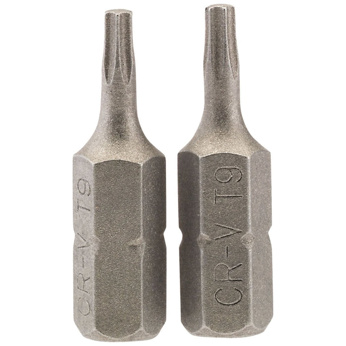 Draper TX-STAR Insert Bit, 1/4" Hex, 25mm Long, T9 (Pack of 2) Draper - Town Tools 