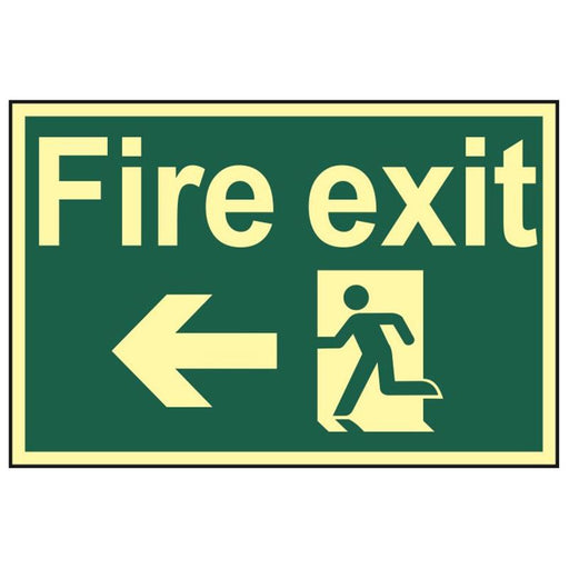 Scan Fire Exit Running Man Arrow Left - Photoluminescent 300 x 200mm Scan - Town Tools