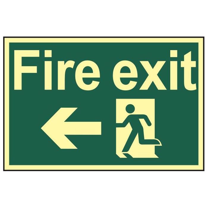 Scan Fire Exit Running Man Arrow Left - Photoluminescent 300 x 200mm Scan - Town Tools