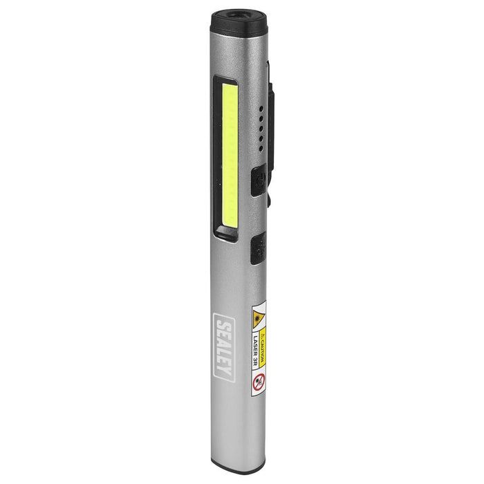 Sealey Penlight Torch with UV 5W COB & 3W SMD LED with Laser Pointer Rechargeabl Sealey - Town Tools 