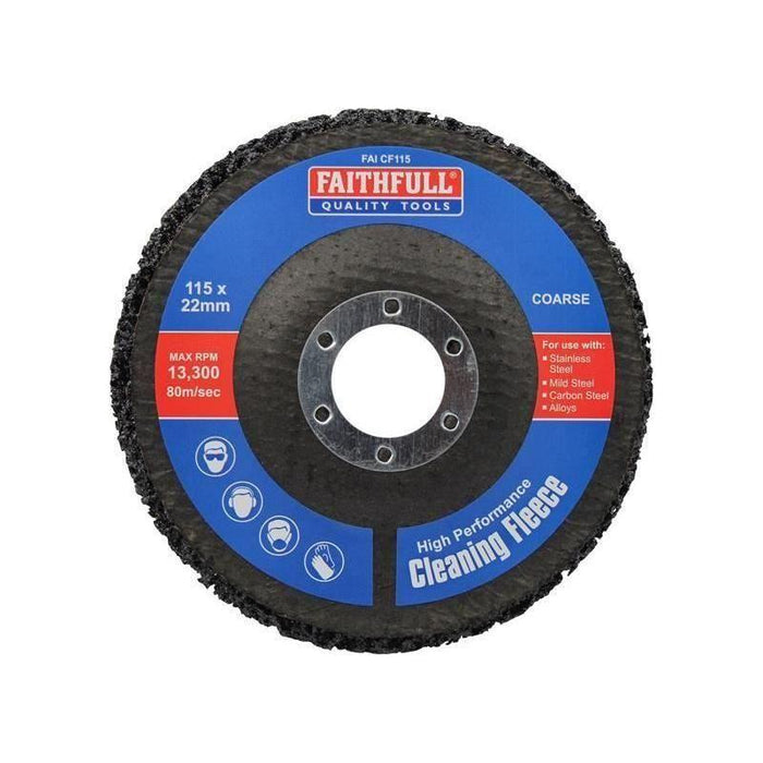 Faithfull Cleaning Fleece Disc Coarse 115 x 22mm Faithfull - Town Tools