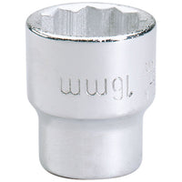 Draper Elora Bi-Hexagon Socket, 3/8" Sq. Dr., 16mm 25929