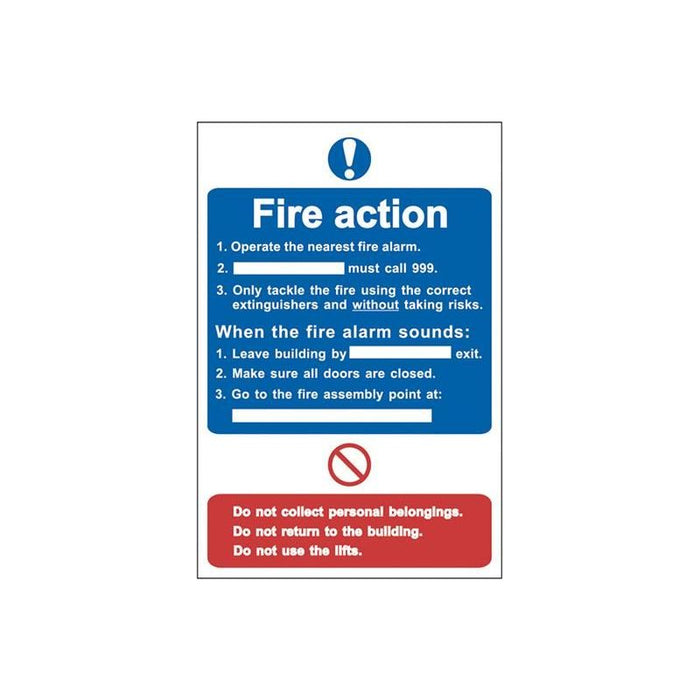 Scan Fire Action Procedure - PVC Sign 200 x 300mm Scan - Town Tools
