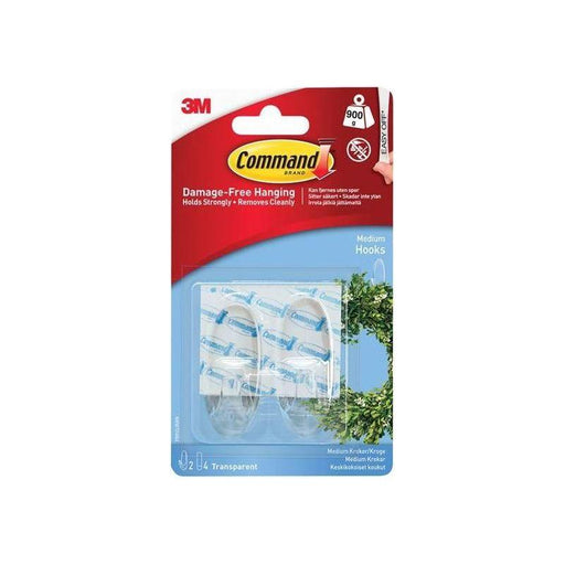 Command™ Clear Hooks with Clear Strips, Medium (Pack 2) Command™ - Town Tools