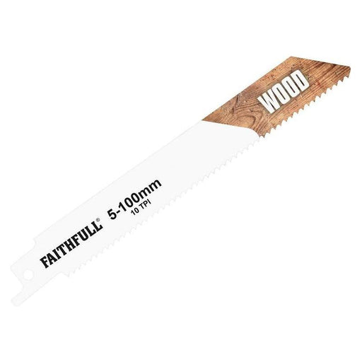 Faithfull S811H Sabre Saw Blade Wood 150mm 10 TPI (Pack of 5) Faithfull - Town Tools