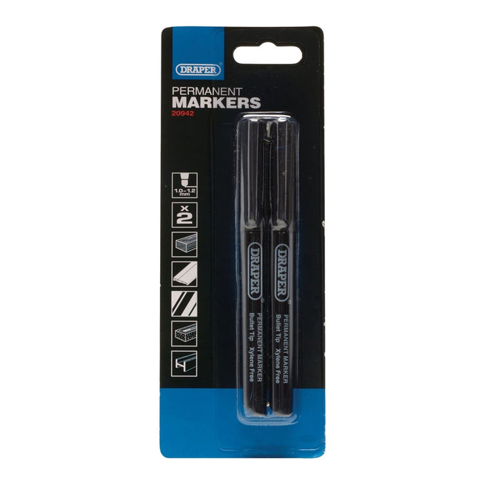 Draper Marker Pens, Black (Pack of 2) 20942 Draper - Town Tools 