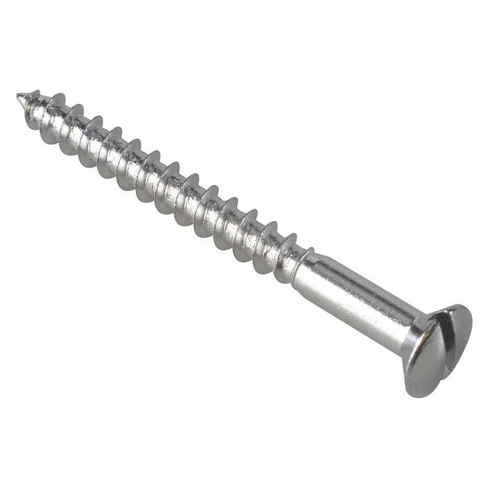 Forgefix Multi-Purpose Screw SL Raised Head Chrome Plated 4.0 x 40mm ForgePack 20 ForgeFix - Town Tools