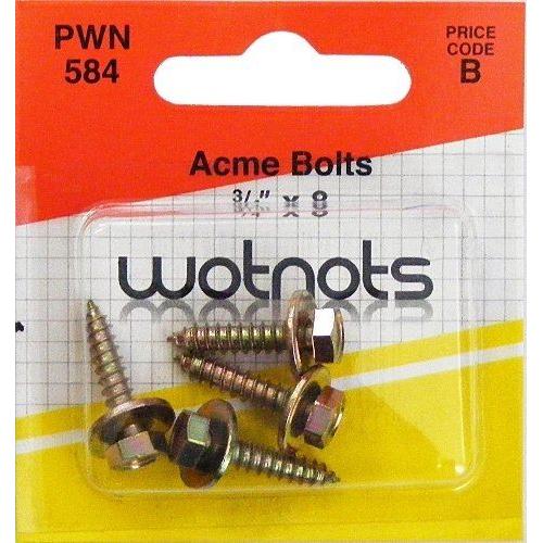 Wot-Nots Acme Bolts - No.8 x 3/4in. - Pack Of 4 Pearl - Town Tools 