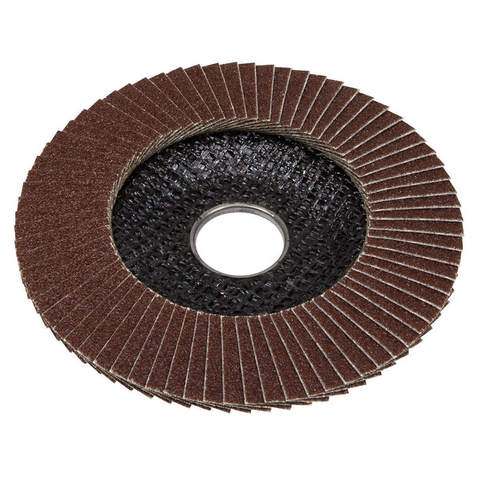 Sealey 115mm Aluminium Oxide Flap Discs 60Grit 22mm Bore - Pack of 10 FD11560E10 Sealey - Town Tools 