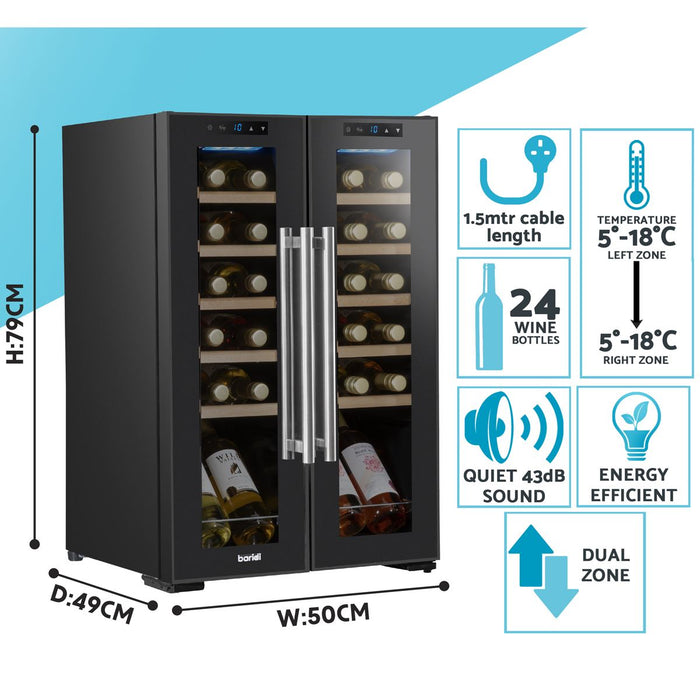 Baridi 24 Bottle Dual Zone Wine Fridge & Cooler DH97