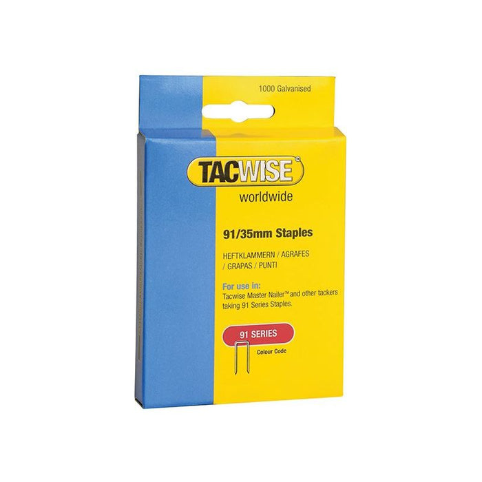 Tacwise 91 Narrow Crown Staples 35mm - Electric Tackers (Pack 1000) Tacwise - Town Tools