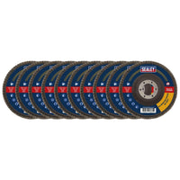 Sealey Assorted Grit Flap Discs Aluminium Oxide115mm22mm Bore Pack of 10
