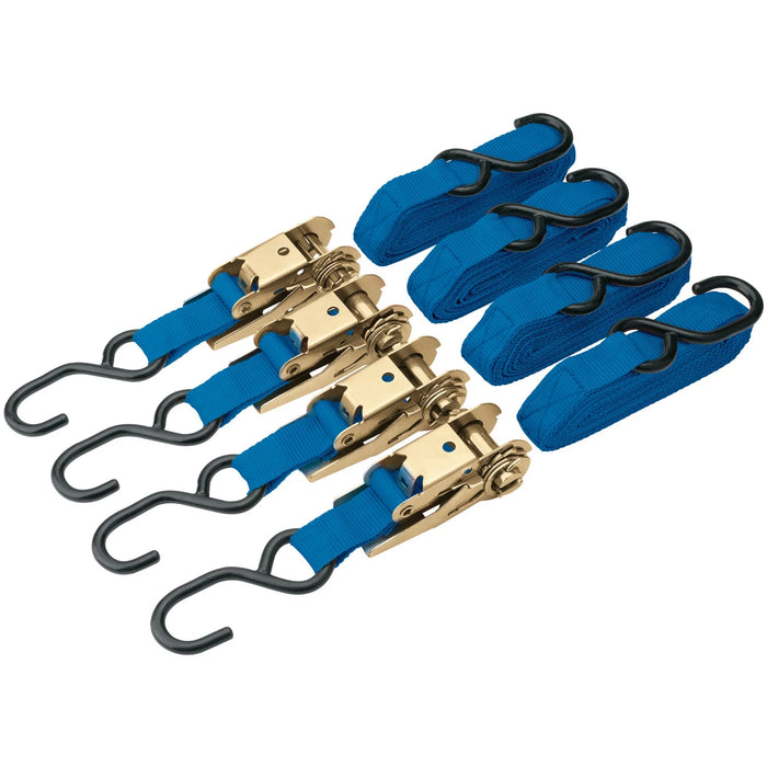Draper Ratcheting Tie Down Straps, 4.5m x 25mm, 350kg (4 Piece) - RTDSB/4