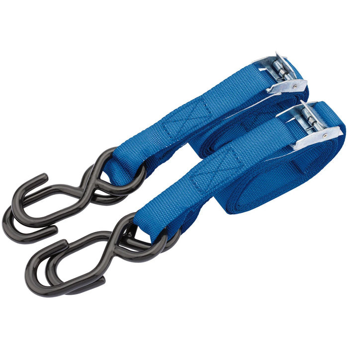 Draper Ratcheting Tie Down Straps, 2.5m x 25mm, 125kg (2 Piece) - TDS125/B