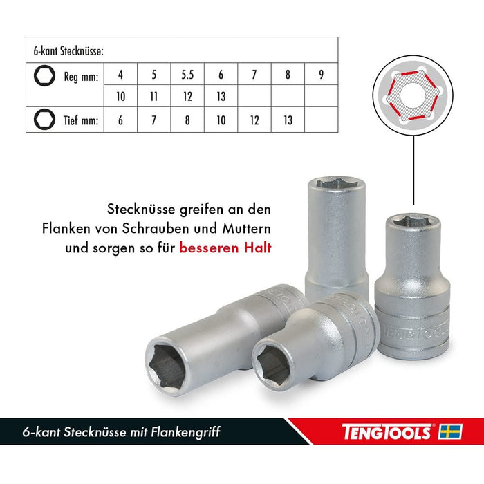 Teng Tools 1/4" Socket Set 6 pt TT1 35 Pieces Teng Tools - Town Tools 