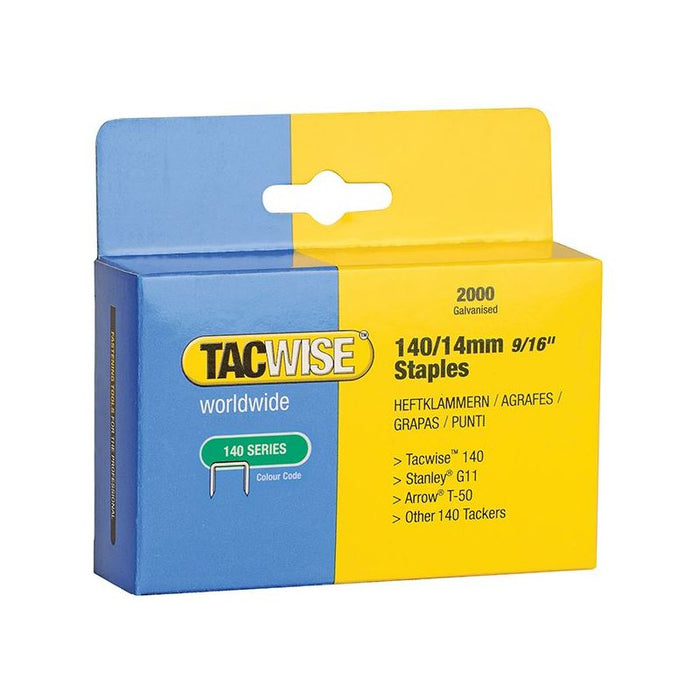 Tacwise 140 Heavy-Duty Staples 14mm (Type T50 G) (Pack 2000) Tacwise - Town Tools