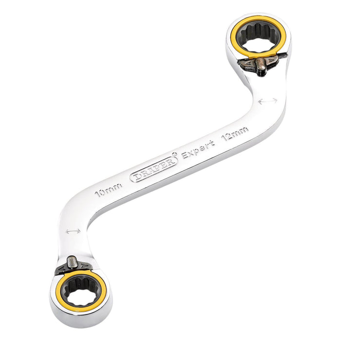 Draper Expert HI-TORQ Double Ring Ratchet S-Shape Spanner, 10 x 12mm Draper - Town Tools