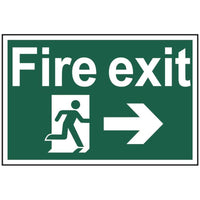 Scan Fire Exit Running Man Arrow Right - PVC Sign 300 x 200mm