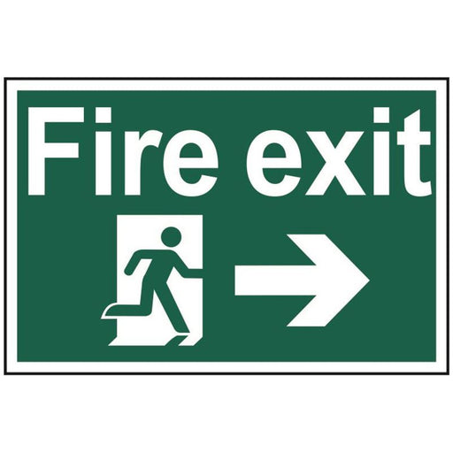 Scan Fire Exit Running Man Arrow Right - PVC Sign 300 x 200mm Scan - Town Tools