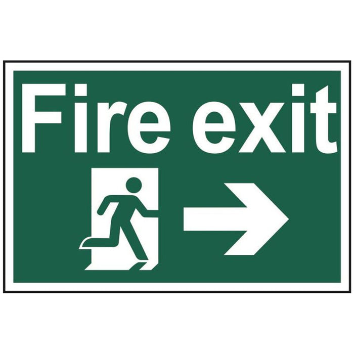 Scan Fire Exit Running Man Arrow Right - PVC Sign 300 x 200mm Scan - Town Tools