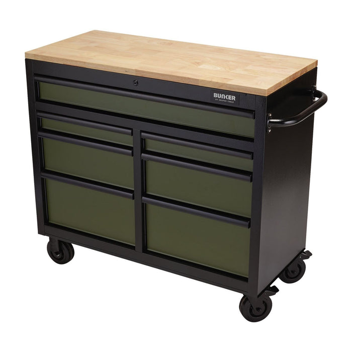 Draper BUNKER Workbench Roller Tool Cabinet, 7 Drawer, 41", Green 08221