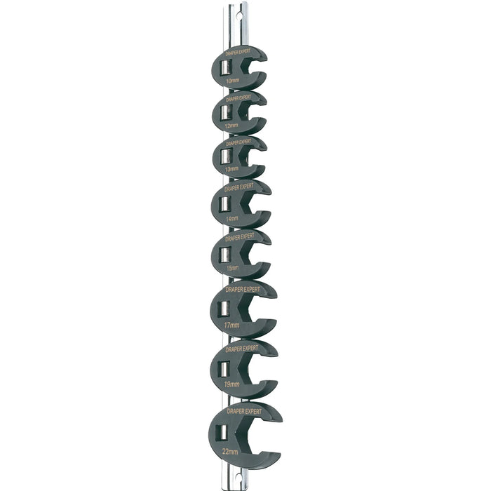 Draper Expert Metric Crow Foot Spanner Set on a Metal Rail, 3/8" Sq. Dr. (8