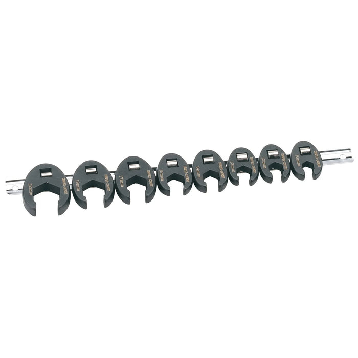Draper Expert Metric Crow Foot Spanner Set on a Metal Rail, 3/8" Sq. Dr. (8