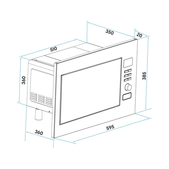 Baridi Integrated Microwave Oven with Grill 25L Capacity 900W - Stainless Steel Baridi - Town Tools 