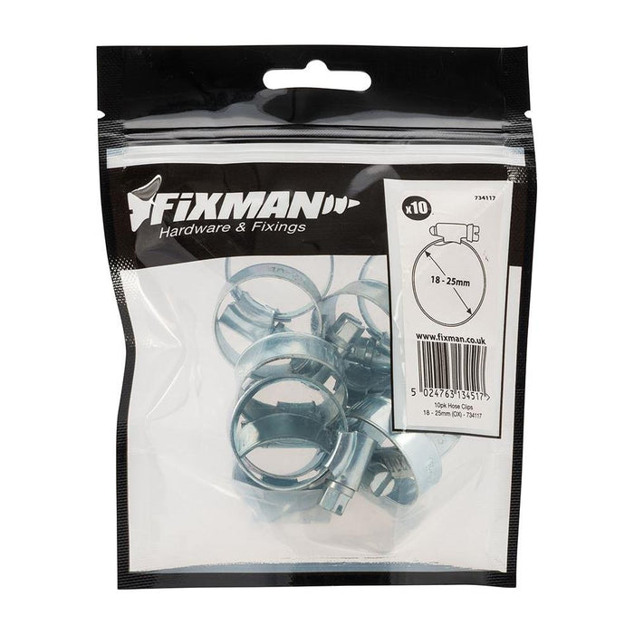 Fixman Hose Clips 10pk 18 - 25mm (OX) Fixman - Town Tools 