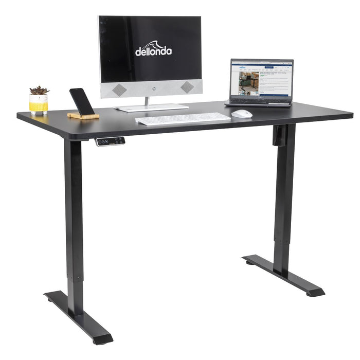 Dellonda Black Electric Height Adjustable Standing Desk Memory Quiet 1400x700mm