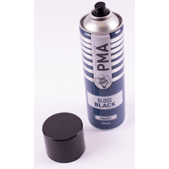 2x Autotek Professional Gloss Black 500ml Spray Paint High Coverage