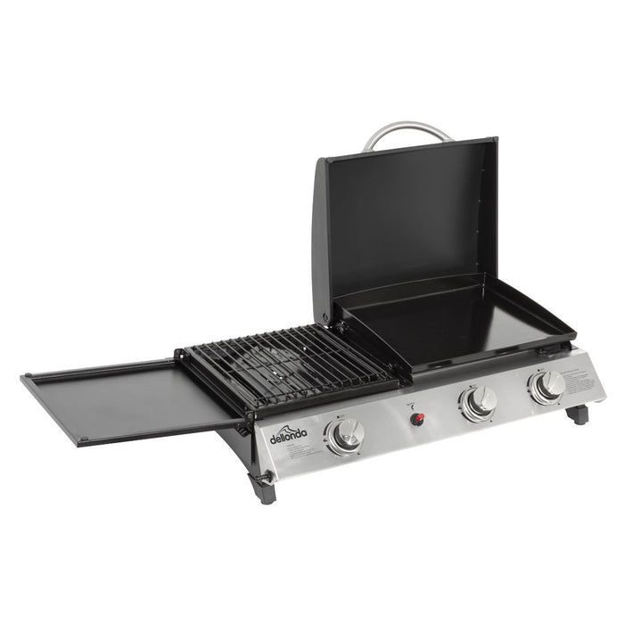 Dellonda 3 Burner Stainless Steel Portable Gas Plancha/Grill 8.5kW