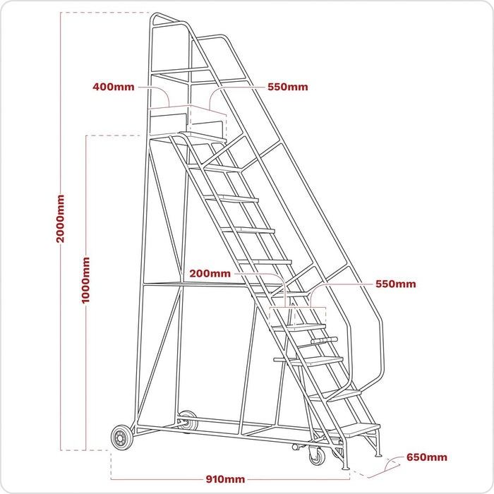 Sealey Mobile Safety Steps 4-Tread MSS04 Sealey - Town Tools 